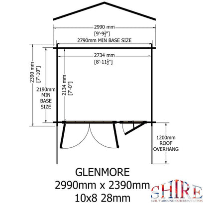 Shire Glenmore 10x8 28mm Log cabin