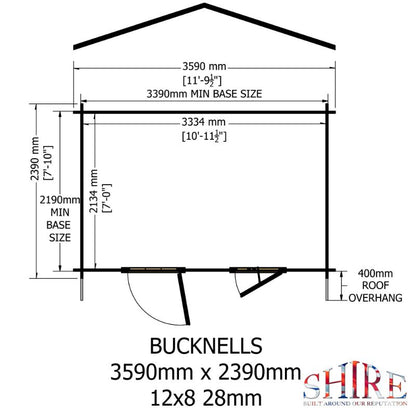 Shire Bucknells 12x8 28mm Log cabin
