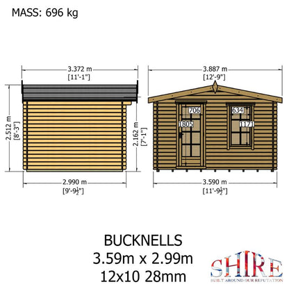 Shire Bucknells 12Gx10 28m Log cabin
