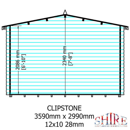 Shire Clipstone 12x10 28mm Log cabin