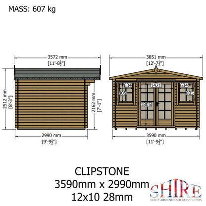 Shire Clipstone 12x10 28mm Log cabin