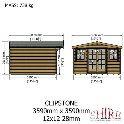 Shire Clipstone 12x12 28mm Log cabin