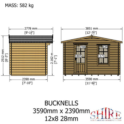 Shire Bucknells 12x8 28mm Log cabin