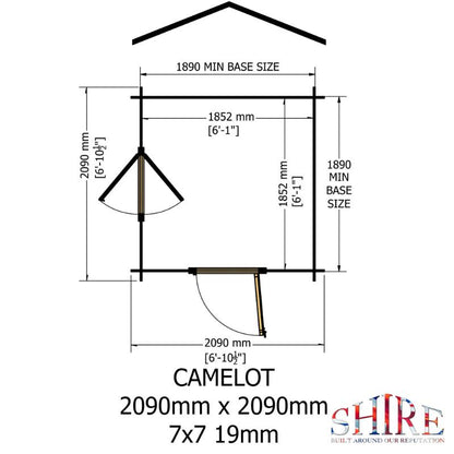 Shire Camelot 7x7 19mm Log cabin