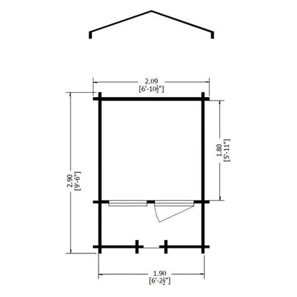 Shire Maulen with Verandah 7x7 19mm Log cabin