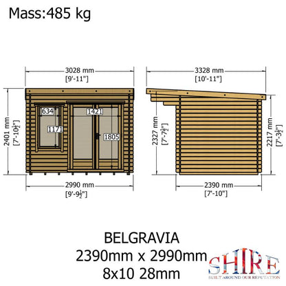 Shire Belgravia 8x10 28mm Log cabin