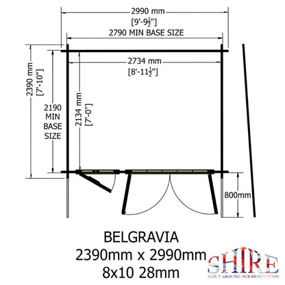 Shire Belgravia 8x10 28mm Log cabin