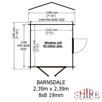 Shire Barnsdale 8x8 19mm Log cabin