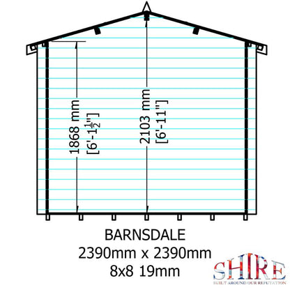 Shire Barnsdale 8x8 19mm Log cabin