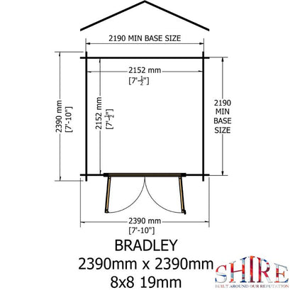 Shire Bradley 8x8 19mm Log cabin