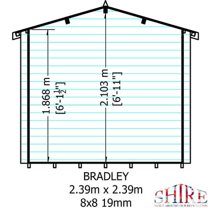 Shire Bradley 8x8 19mm Log cabin
