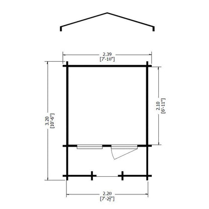 Shire Maulen with Verandah 8x8 19mm Log cabin