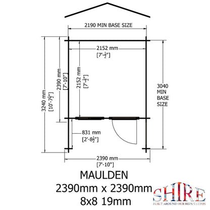 Shire Maulen with Verandah 8x8 19mm Log cabin