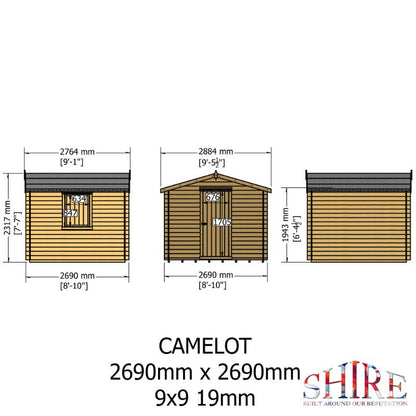 Shire Camelot 9x9 19mm Log cabin