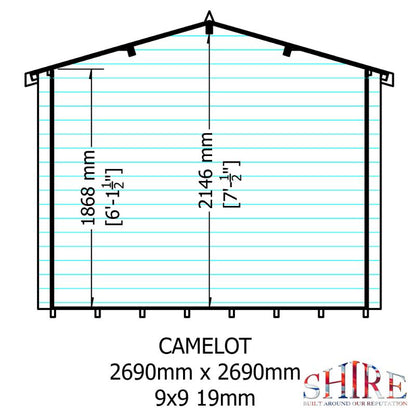 Shire Camelot 9x9 19mm Log cabin