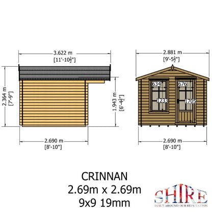 Shire Crinan 9x9 19mm Log cabin