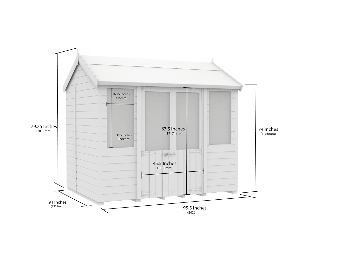Sheds DIY Apex Summer Shed 8 ft Width