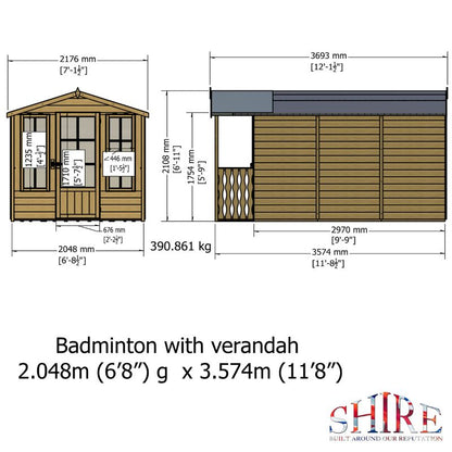 Shire Badminton and Veranda 7X10 Summerhouse