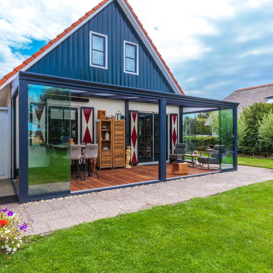 Deponti Bosco Aluminium Veranda with Polycarbonate Roof, Front and Side Walls