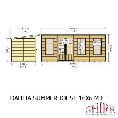 Shire Dahlia 16X6 Pent Summerhouse