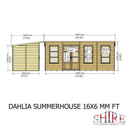 Shire Dahlia 16X6 Pent Summerhouse