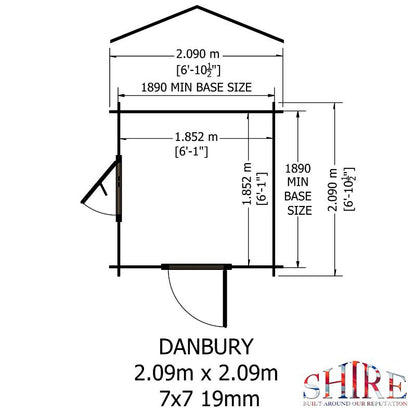 Shire Danbury 7x7 19mm Log cabin