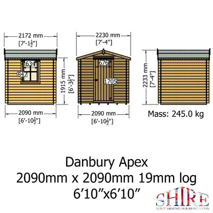 Shire Danbury 7x7 19mm Log cabin