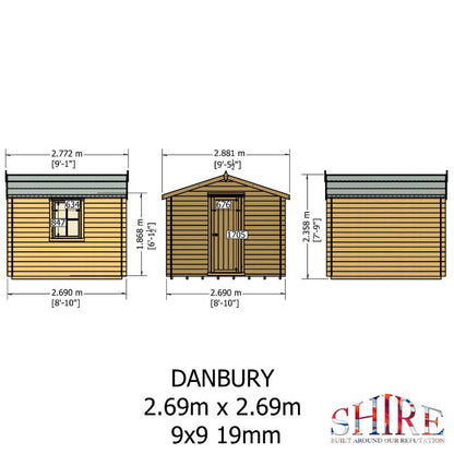 Shire Danbury 9x9 19mm Log cabin