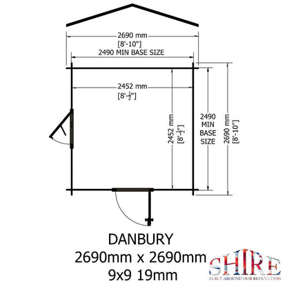 Shire Danbury 9x9 19mm Log cabin