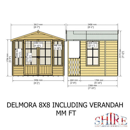 Shire Delmora 8x8 including Verandah Summerhouse
