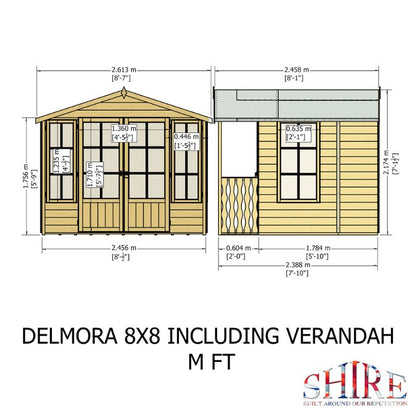 Shire Delmora 8x8 including Verandah Summerhouse