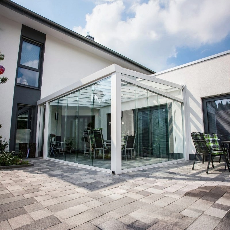 Deponti Giallo Aluminium Veranda with Glass Roof