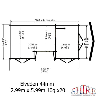 Shire Elveden 10x20 44mm Log cabin