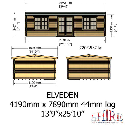 Shire Elveden 14x26 44mm Log cabin