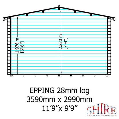 Shire Eppings 12x10 28mm Log cabin