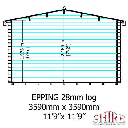Shire Eppings 12x12 28mm Log cabin