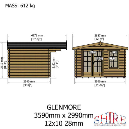 Shire Glenmore 12Gx10 28m Log cabin