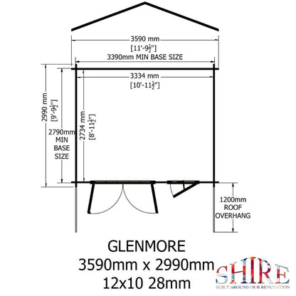 Shire Glenmore 12Gx10 28m Log cabin