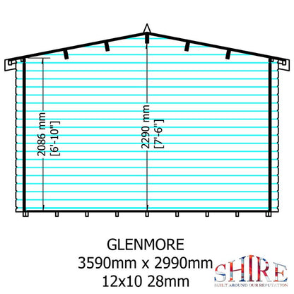 Shire Glenmore 12Gx10 28m Log cabin