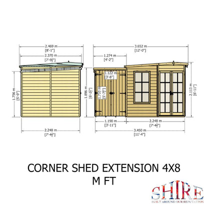 Shire Hampton with Side Shed 8x12 Summerhouse