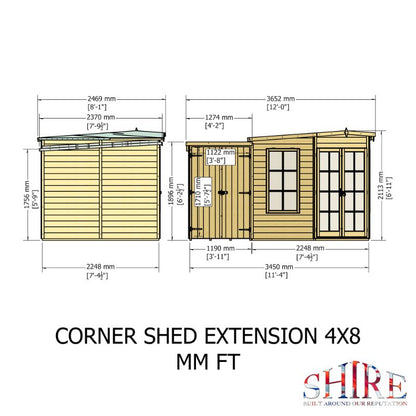 Shire Hampton with Side Shed 8x12 Summerhouse