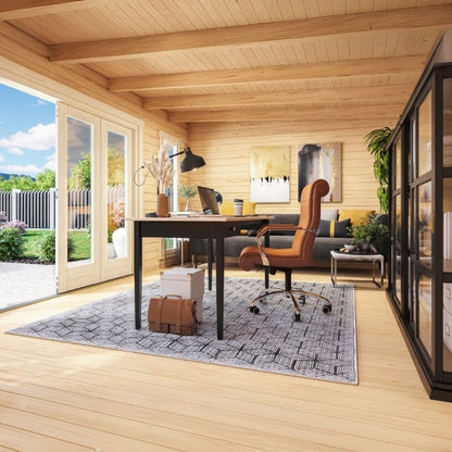 Lasita Sussex 2 Garden Log Cabin 11.8ft X 18.7ft 44mm with double bifold door