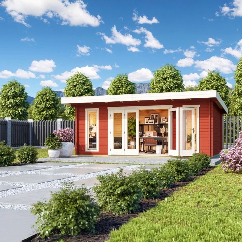Lasita Sussex 2 Garden Log Cabin 11.8ft X 18.7ft 44mm with double bifold door