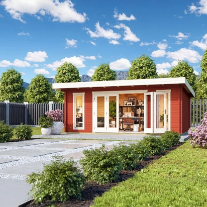 Lasita Sussex 2 Garden Log Cabin 11.8ft X 18.7ft 44mm with double bifold door