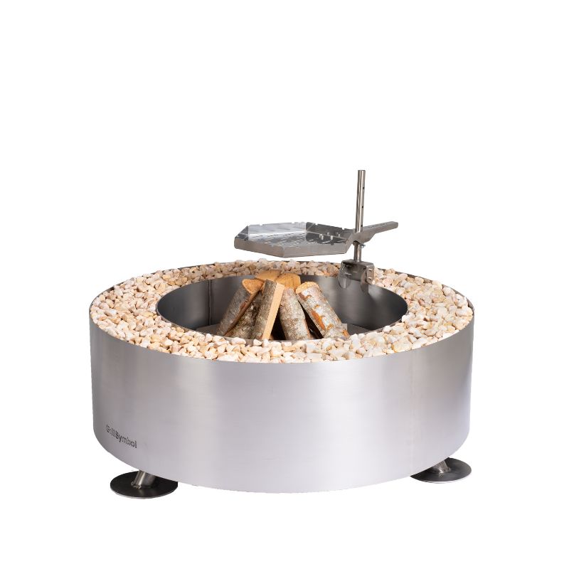 GrillSymbol Stainless Steel Fire Pit Luna Silver, ø 119 cm