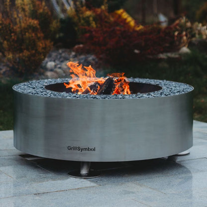 GrillSymbol Stainless Steel Fire Pit Luna Silver, ø 119 cm