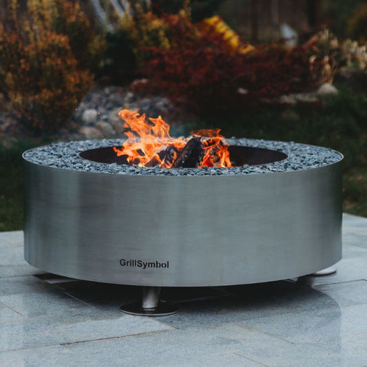 GrillSymbol Stainless Steel Fire Pit Luna Silver, ø 119 cm