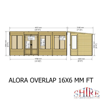 Shire Alora 16x6 Pent Summerhouse