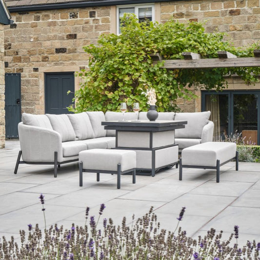 Pacific Lifestyle - Nevada Putty Large Outdoor Corner Seating Set with Adjustable Table