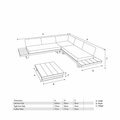 Pacific Lifestyle - Osaka Latte Outdoor Corner Seating Set